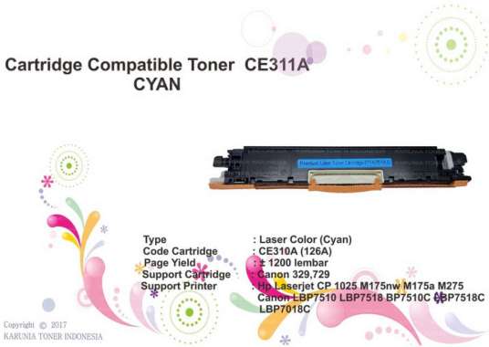 Cartridge Compatible HP Color LaserJet Pro 100 130A M177 CF351A Cyan sesuai
