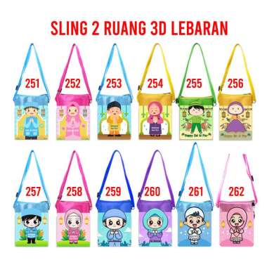 Sling 3D Lebaran 2 Ruang Tas Selempang Dompet Anak Fitrah Angpao Idul Fitri Eid Al Fitr 262 Muslimah