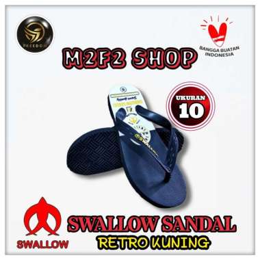 Sandal Jepit Swallow Retro Hitam Putih - Ukuran Nomor 10 (Kemasan Satuan) Kuning