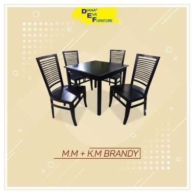 Diana Eva Furniture Brandy Dining Sets [Meja Makan + 4 Kursi Makan] Natural Jawa
