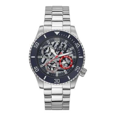 Jam Tangan Pria Guess Axle GW0488G1 Multicolor Dial Stainless Steel Strap Silver