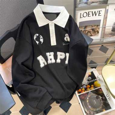 Sweater Wanita Berkulitas - AHPH Sweater Krah M hitam