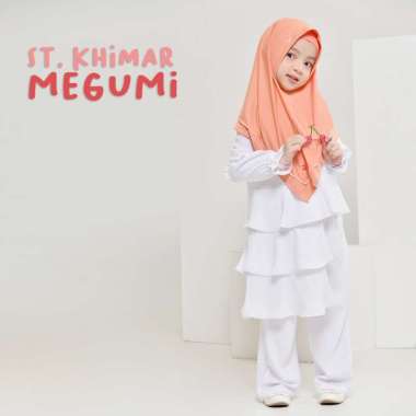 Rabbani - Setelan Gamis Muslim Anak Perempuan Lengan Panjang Khimar Megumi Exclusive 9-10 tahun Puti