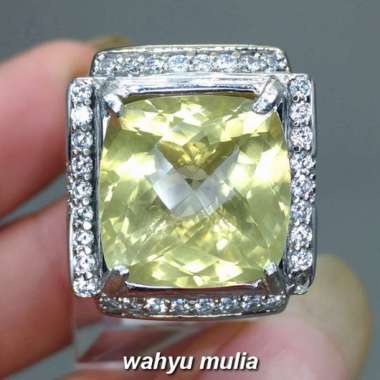 Cincin Batu Yakut Kecubung Citrine Quartz Kotak asli (Kode 1509) Kuning