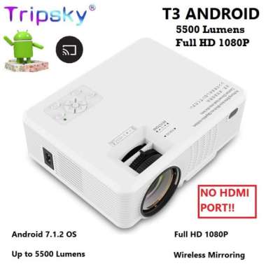 TRIPSKY T3 ANDROID Proyektor Android Smart Projector 5500 Lumens