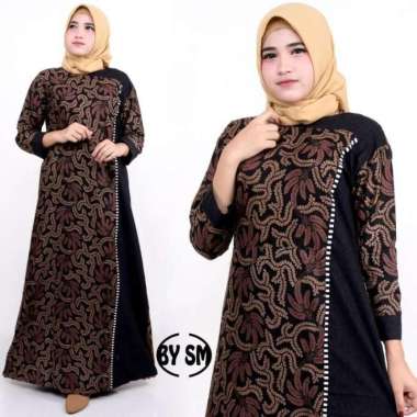 Gamis Batik Modern Premium - Dress Muslim - Gamis Batik Kombinasi M A