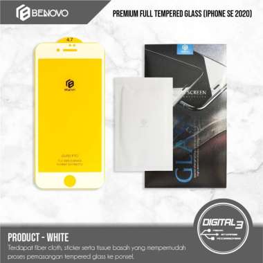 Benovo Full Tempered Glass iPhone SE 2020 Color Screen Guard Protector Putih Apple iPhone SE 2 (2020