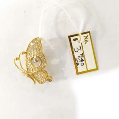 Liontin Dancing Stone Kupu Kupu Butterfly Emas Kuning 700