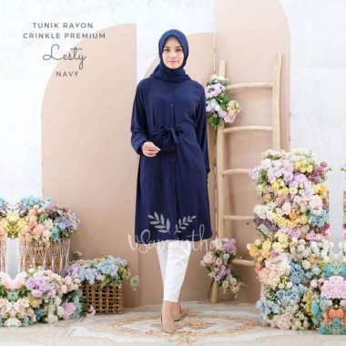 Tunik Rayon Crinkle Premium Lesty Navy