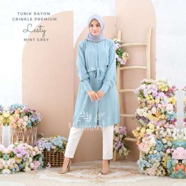 Tunik Rayon Crinkle Premium Lesty Mintgrey
