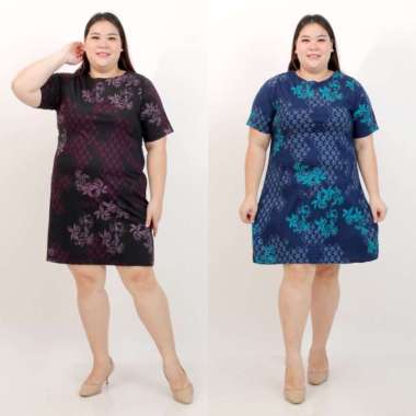 DRESS BATIK WANITA JUMBO 038F BIG SIZE LD 120cm XXL XXXL BAJU HAMIL PESTA KERJA KANTOR FORMAL KONDAN