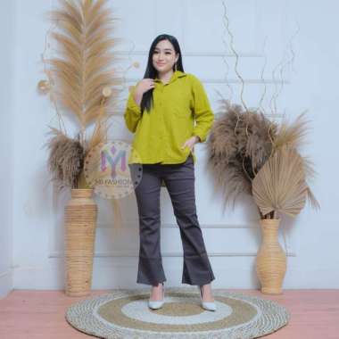Celana Cutbray Wanita Basic Pants Pinggang Elastis Full Karet Jumbo XL Cutbray Abu