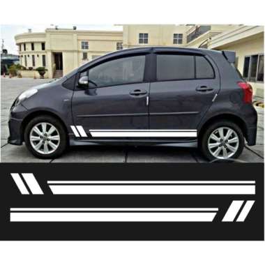 Stiker Body Samping Mobil Keren Cutting Sticker Racing Striping Putih