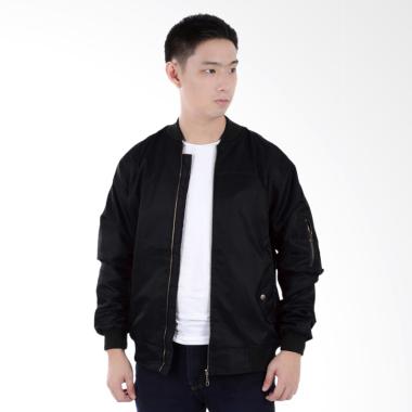 Elfs Shop Parasut Waterproof Jaket Bomber Pria 175D14 - Hitam