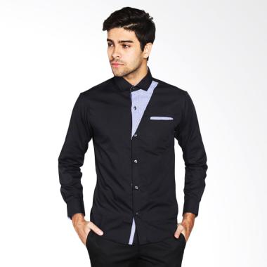 VM Casual Korean Slimfit Kemeja Panjang Pria - Hitam