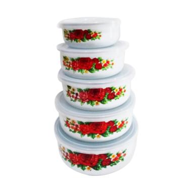 Maspion Enamel Mixing Bowl Set Mangkok [5 pcs] White