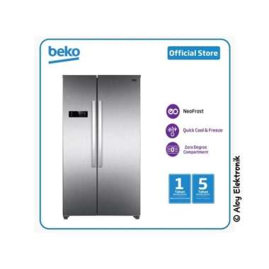 BEKO KULKAS 2 PINTU SIDE BY SIDE GN04331XPID - 500 LITER side by side Inox Silver