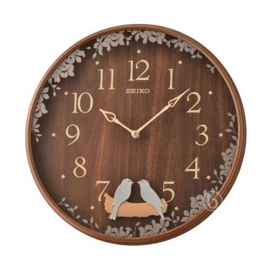 SEIKO QXC237B Swinging Bird Pendulum Wall Clock Jam Dinding -  Brown [33 cm] Brown