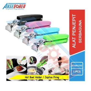 Alat Penjepit Panci Premium / Peralatan Dapur Jepit Piring Mangkok Wajan Anti Panas Hijau