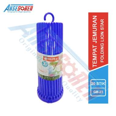 Tempat Jemuran Lipat Lion Star GB-23 [30 Stick] / Folding Hanger Pakaian Anak Bayi [30 Tangkai] Biru