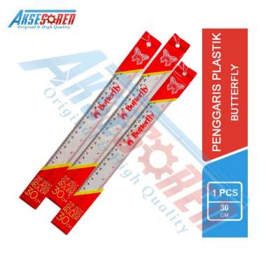 Penggaris Plastik Panjang Butterfly [30 cm] / Mistar Alat Ukur Garisan Transparent