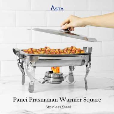 Asta Wadah Makanan Stainless Steel Panci Prasmanan Chafing Dish Dengan Pemanas silver