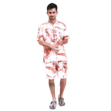 Hamlin Klicin Setelan Baju Tidur Piyama Pria Tie Dye One Set Sleepwear Pajamas Material Rayon ORIGIN