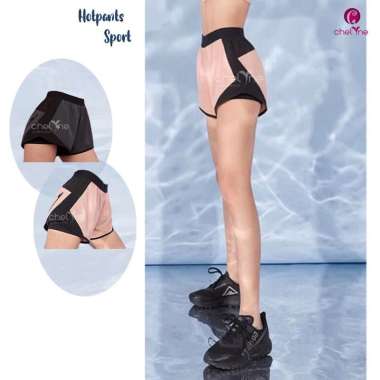 Chelyne Celana Pendek Olahraga Wanita [TL629] Hitam mix Abu
