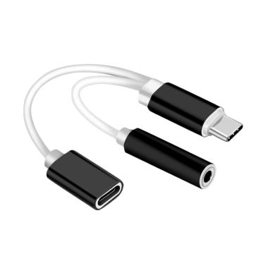 3T USB Type C to 3.5mm Jack Audio a ... ion Adaptor Cable - Black