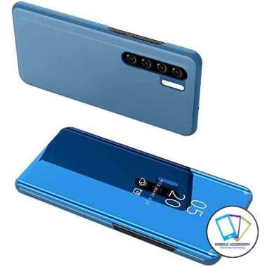 Flip Case Oppo Reno 3 Reno3 Flip Clear View Standing Smart Mirror Luxury Case Cover Casing Hp Murah