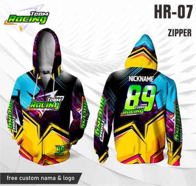 Jersey racing hoodie zipper baju balap kaos motor lengan panjang MERAH XXXL