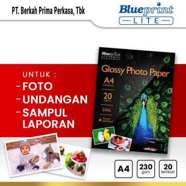 BLUEPRINT Lite Kertas Foto Glossy Photo Paper Poto A4 - 10R 230 Micron