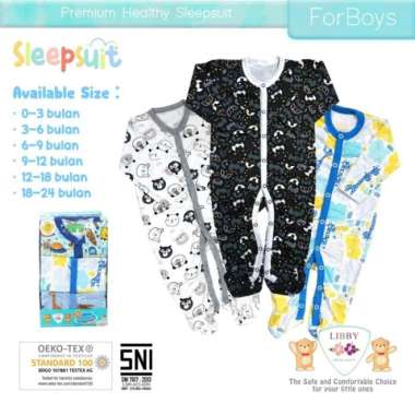 Libby Baby Premium Sleepsuit 3pcs / Piyama Bayi 0-3 bulan Boy
