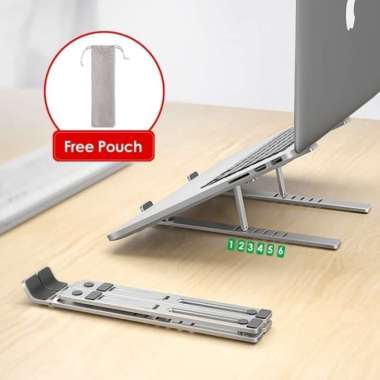 Portable laptop stand - Dudukan Laptop Aluminium - Meja Laptop Original SILVER