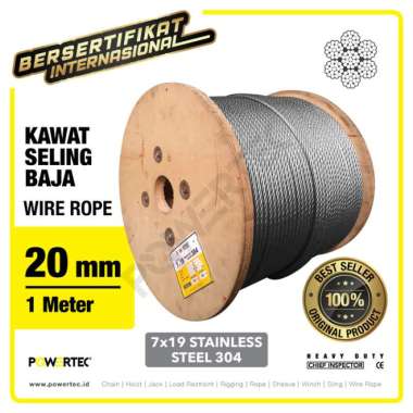 Wire Rope - Kawat Seling Baja 7x19 SS 304 20mm POWERTEC - 1 Meter