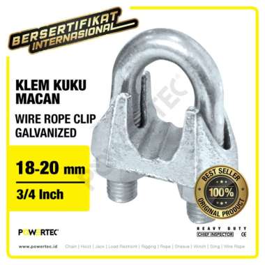 Wire Rope Clip - Klem Seling Kuku Macan Galv 18-20mm - 3-4" POWERTEC