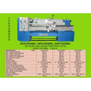 Mesin Bubut Besi 2000 mm Big Bore Precision Lathe Machine Importir - HI2480C