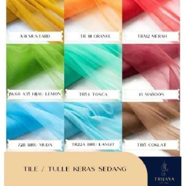 Trijaya Kain Tile Keras / Kaku / Kasar Tulle Hard Mesh Polos - Warna Per Roll