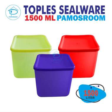 Pamosroom Toples Plastik Kotak Tempat Kue Kering Cookies Sealware Toples Kue Lebaran 1500ml