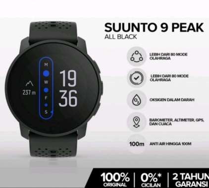 Suunto 9 Peak All Black Smartwatch Garansi Resmi