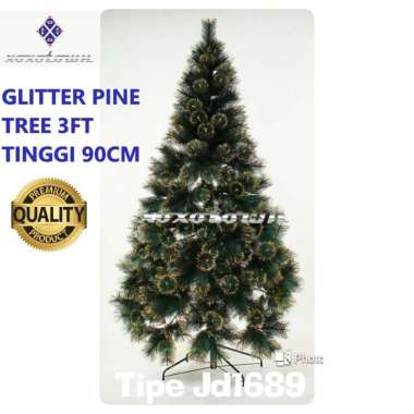 Pohon natal 3 feet / 90 cm / 1 meter glitter pine tree tipe jd1689