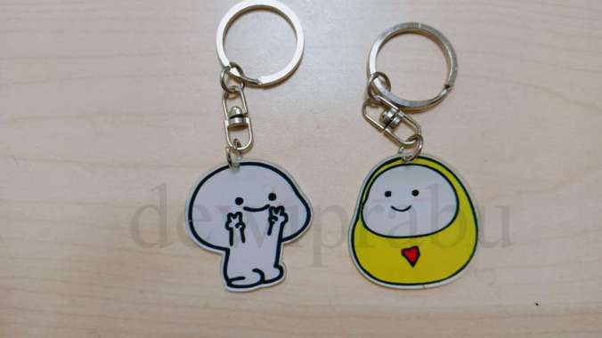 Gantungan Kunci Ganci QUBY PENTOL Akrilik Custom Kata Lucu Imut Unik UV Print Unyu Polos Quby