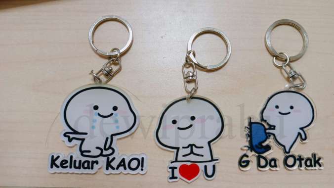 Gantungan Kunci Ganci QUBY PENTOL Akrilik Custom Kata Lucu Imut Unik UV Print Unyu Quby + Kata Kata 