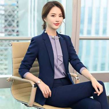 Blazer Wanita korea /Jas Wanita / Blazer Kantor wanita / Blazer kerja wanita Navy L