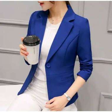 Blazer Wanita korea /Jas Wanita / Blazer Kantor wanita / Blazer kerja wanita BIRU XXL