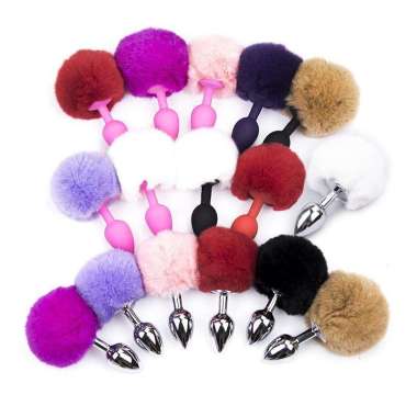 Anal Toy Butt Plug with Crystal Smooth Touch Stainless Steel Bunny Tail Anal Plug Anal Sex Toys 15 p