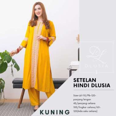 Setelan Hindi - Setelan Long Tunik Rayon Viscose Premium Lengan Panjang One Set Dlusia Hindi Fashion