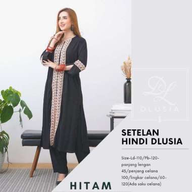 Setelan Hindi - Setelan Long Tunik Rayon Viscose Premium Lengan Panjang One Set Dlusia Hindi Fashion