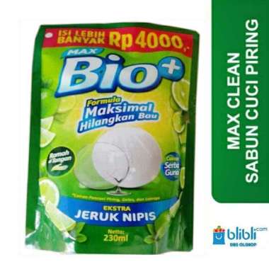 Max Bio+ Sabun Pencuci Piring [230ml] Hijau Jeruk nipis