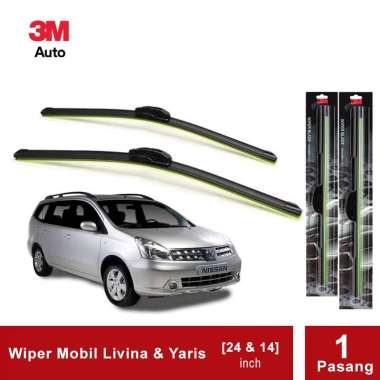3M Wiper Frameless Mobil Livina, Yaris - 24 dan 14 inch Hitam